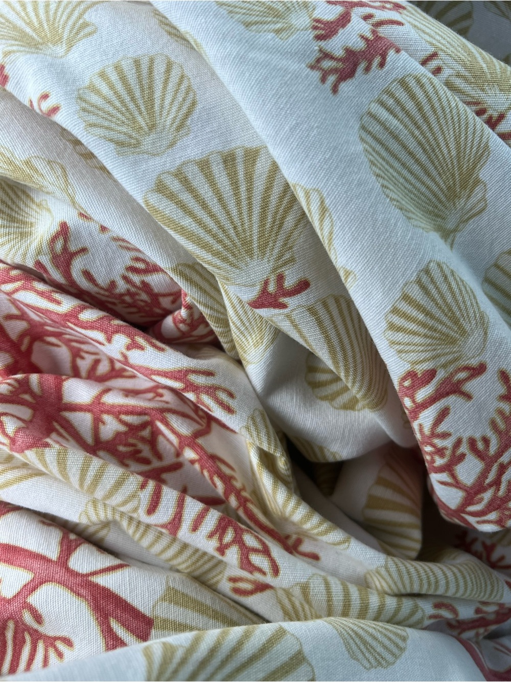 Pottery Barn Coastal Coral Shell Shower Curtain